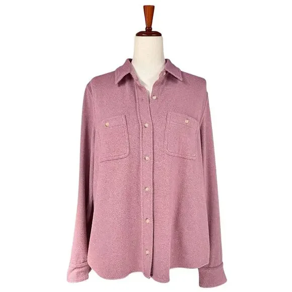 FAHERTY The Legend Sweater Shirt Shirt Button-Up LS in Dusty Rose Twill Size L - Picture 2 of 8